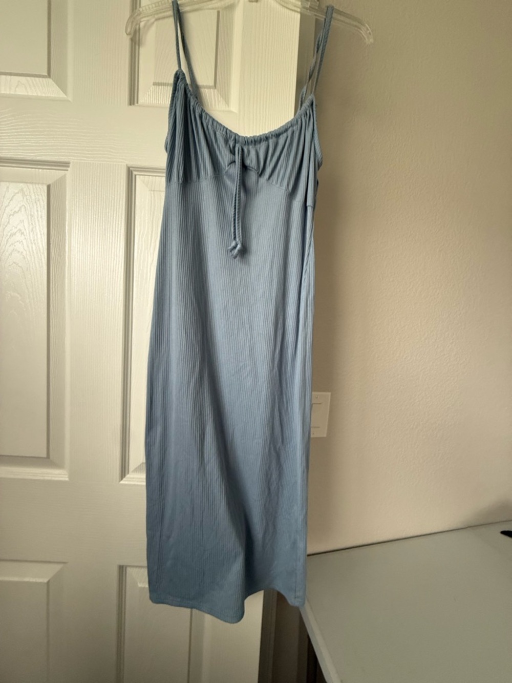 Light Blue Ribbed Midi Dress M